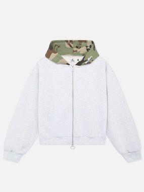 Scuffers Camo-Lined Light Gray Zip Hoodie